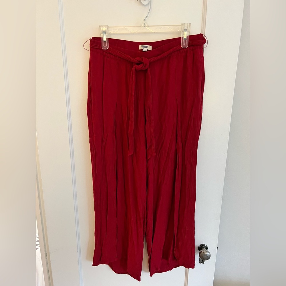 Loft crepe pull on belted pants